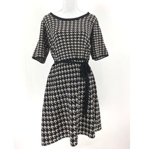 Taylor Houndstooth Sweater Dress Black Tan Sz 1X